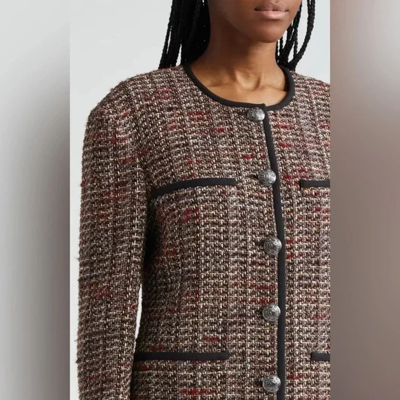 NEW Veronica Beard Watkins Dickey Tweed Collarless Jacket Grey Multi | size 2 - Picture 4 of 15